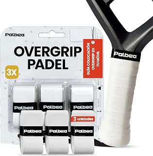 Palbea Grip Padel Extra Adherente - Overgrips Padel Blanco. Paquete de 3/6/12/22/60 - Overgrip Padel Alta Absorción del Sudor. Cinta de Agarre Antideslizante. Grip Pala Padel Blando. Accesorios Padel