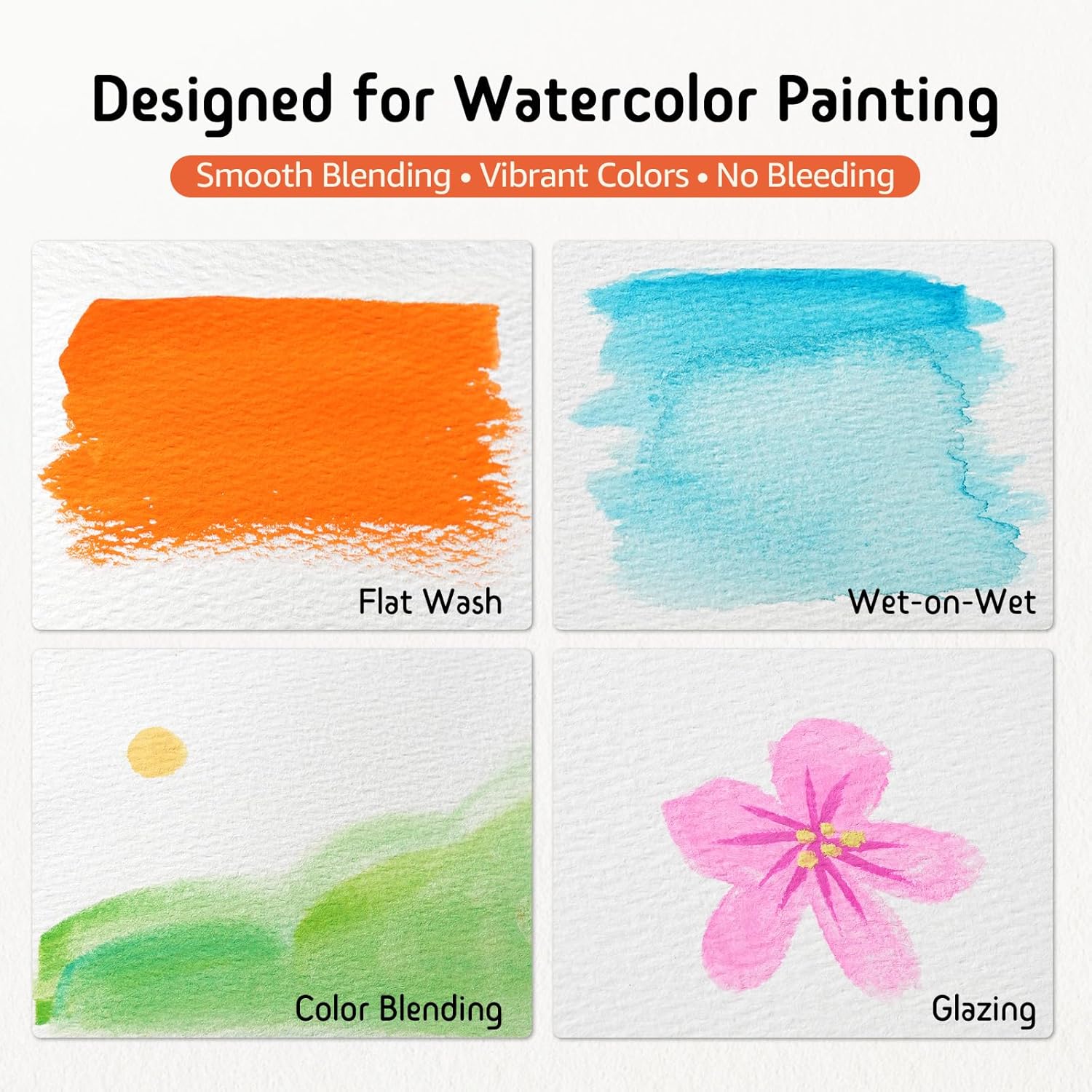 Lazydrop Watercolor Cards with Envelopes 60 Pack - 300gsm 100% Cotton Cold Pressed, 4x6 Inch Foldable Blank Watercolor Paper