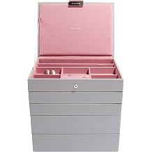 Stackers Dove Grey with Antique Rose Classic Medium Jewellery Box, Set of 5