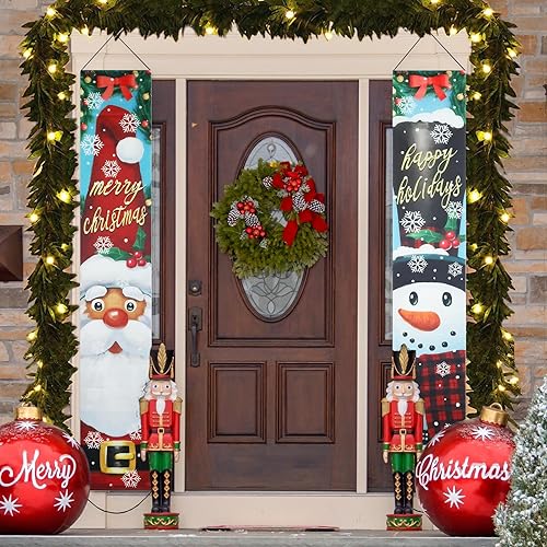 Miniatura 2 de Decoraciones navideñas para el hogar, decoración de hogardeck con texto en inglés "Merry Christmas", letrero de porche, muñeco de nieve, Papá Noel,
