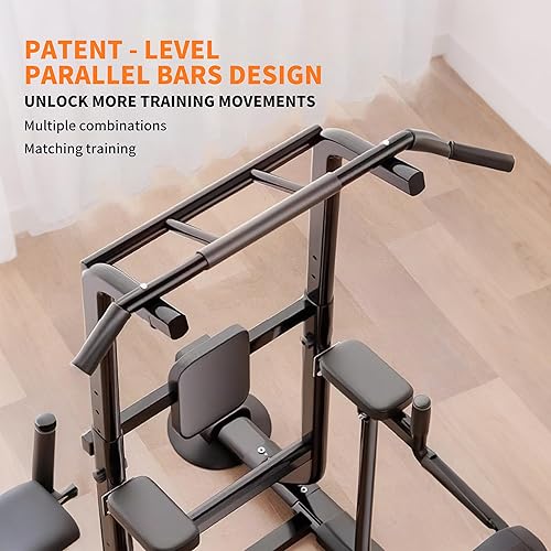 Miniatura 6 de Barra de dominadas ajustable para el hogar con respaldo, ajuste de altura de 6 niveles (69-94.5 pulgadas), marco de acero al carbono de capacidad de