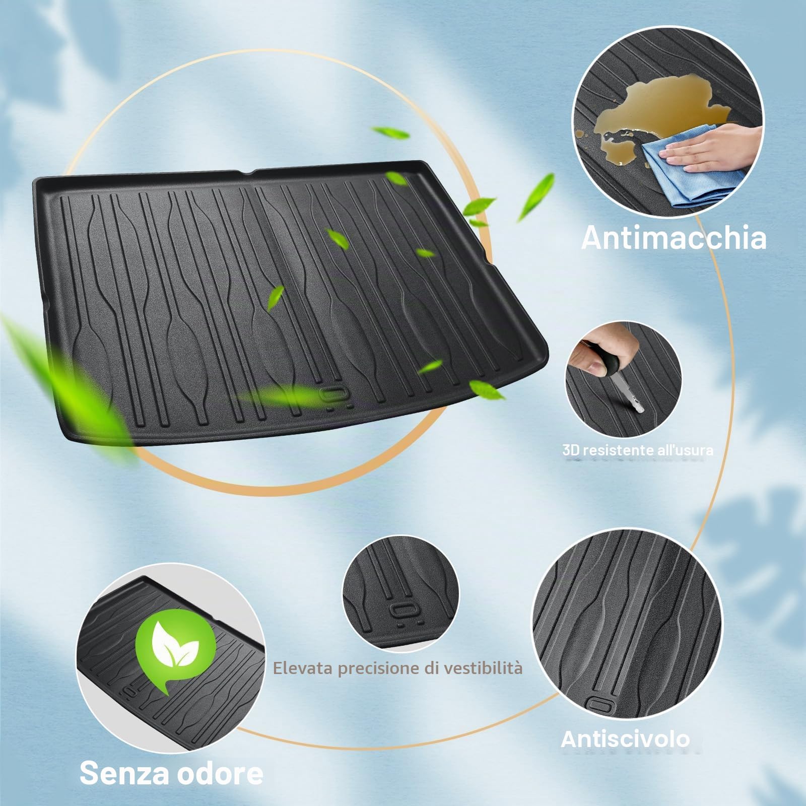 ECOZEN Vasca Baule per BYD Atto 2 (EV)/Atto 2 DM-i (PHEV) 2024-2026 3D Specifica In TPE Proteggi Bagagliaio Tappetino del bagagliaio con bordino rialzato resistente impermeabile per tutte le stagioni