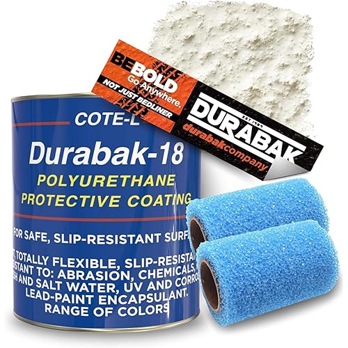 Durabak 18 Bed Liner KIT - Roll On Paint Coating | DIY Coat for Bedliner, Undercoating, Auto Body, Automotive Rust Proofing, Boat Repair | Textured Finish 16 Detailing Colors (Gallon, White)