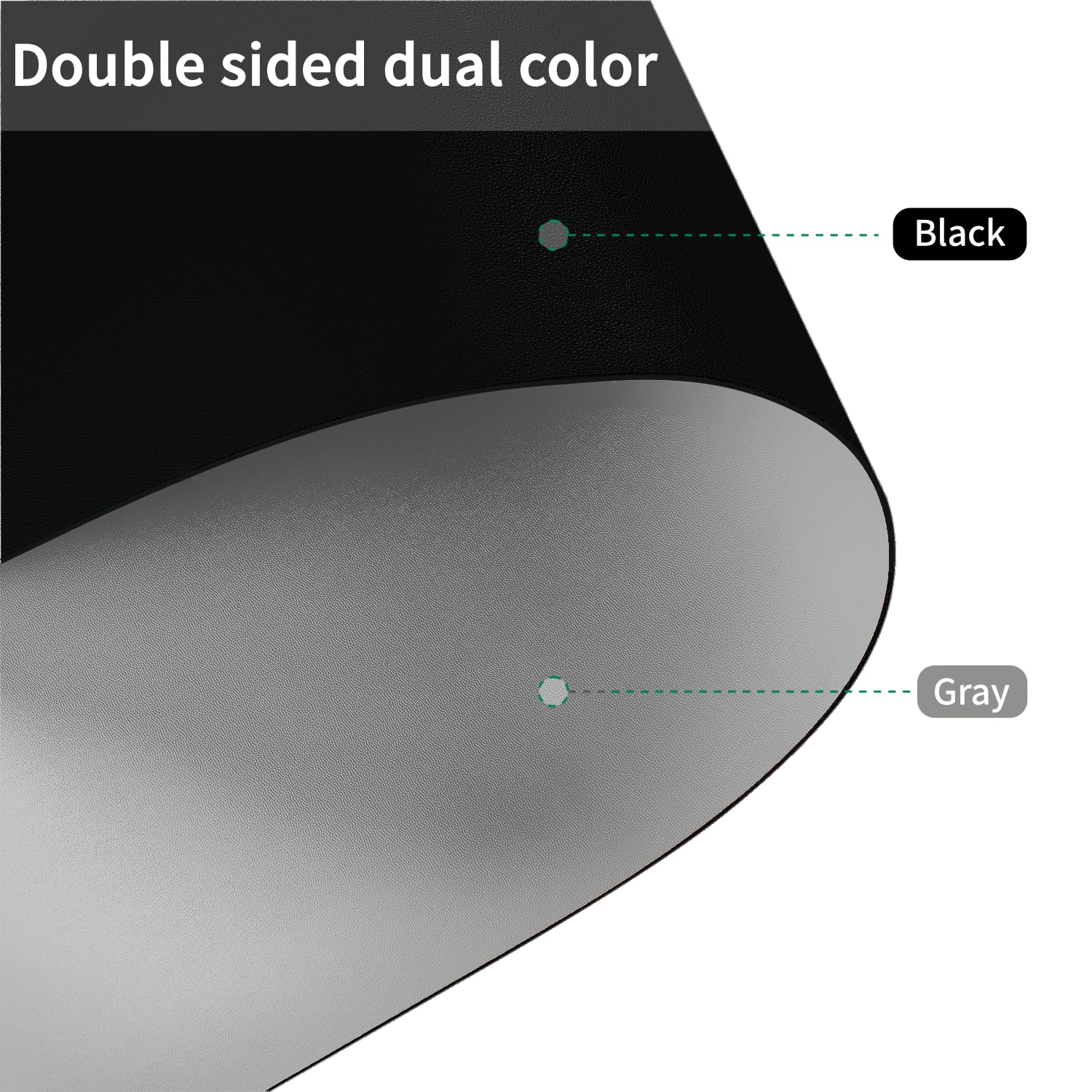 Zinkooat Leather Desk Mat,1.8mm Thick,12x66 Inch Desk Cover,Desk Protector Mat,Dresser Cover Top,Desktop Cover,Dresser Cover Top For Bedroom,Table Protector Mat,Black Table Protector(Black+Gray,12×66)