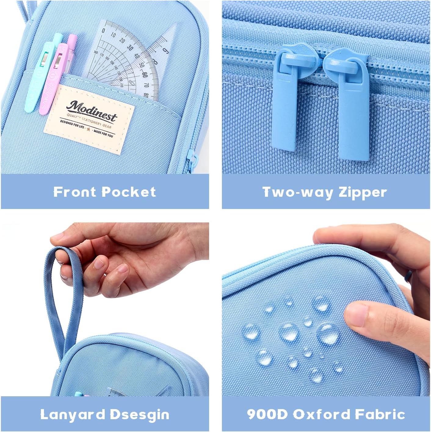 Pencil Case Pouch, Large Capacity Pen Bag Organizer, Cute Aesthetic Pencil Box for Girls Boys Kids, Back to School Supplies, Teacher Supplies Classroom Essentials, Dusty Blue image 4