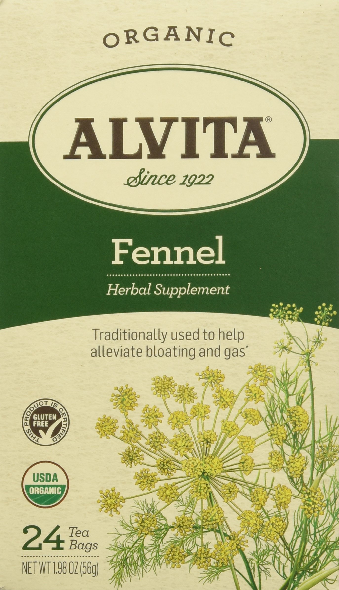 Alvita Organic Herbal Tea Bags, Fennel Seed, 24 Count