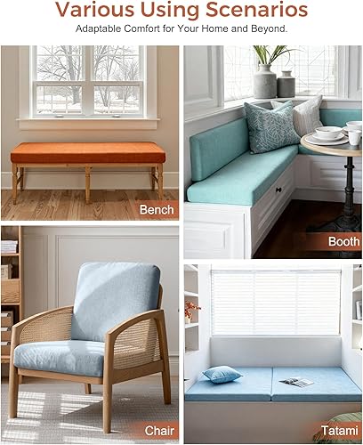 Miniatura 3 de Cojín de banco personalizado, cojines de banco para muebles de interior, cojines de ventana de bahía, cojín antideslizante para asiento de ventana