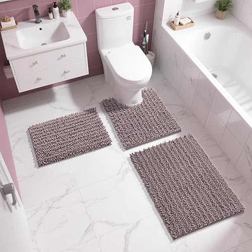 Miniatura 8 de Yimobra - Tapete de baño de felpilla de 24 x 17 pulgadas, extrasuave, antideslizante, absorbente, secado rápido, lavable a máquina, para ducha,