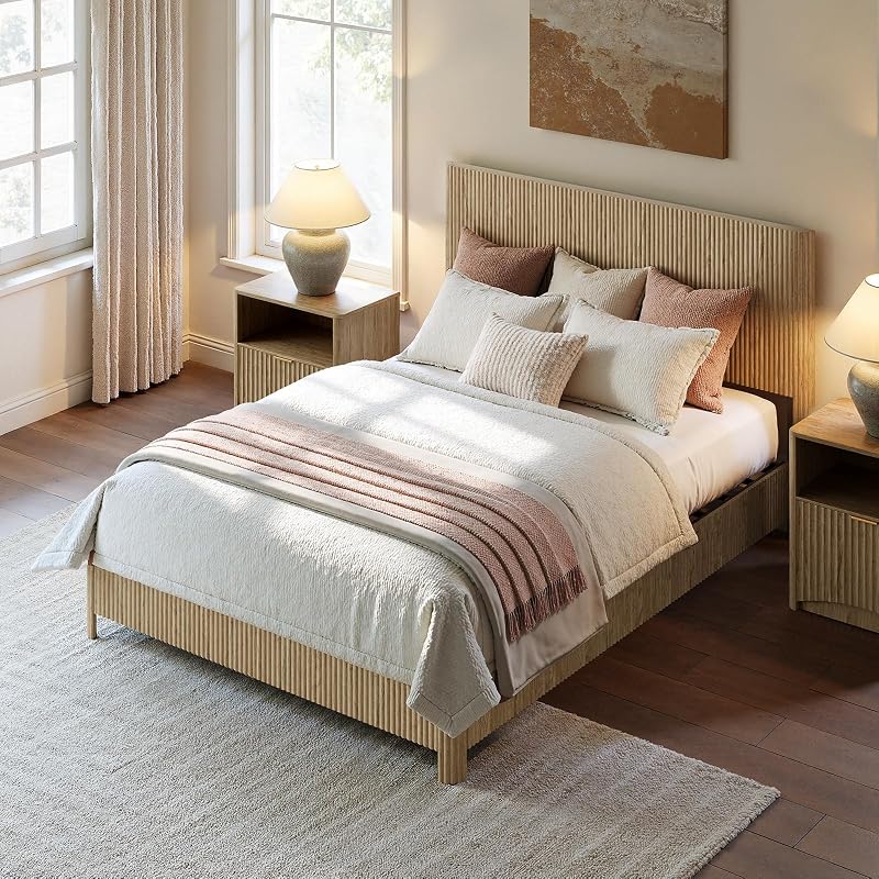 Evermagin Natural Queen Bed Frame with Headboard image 3