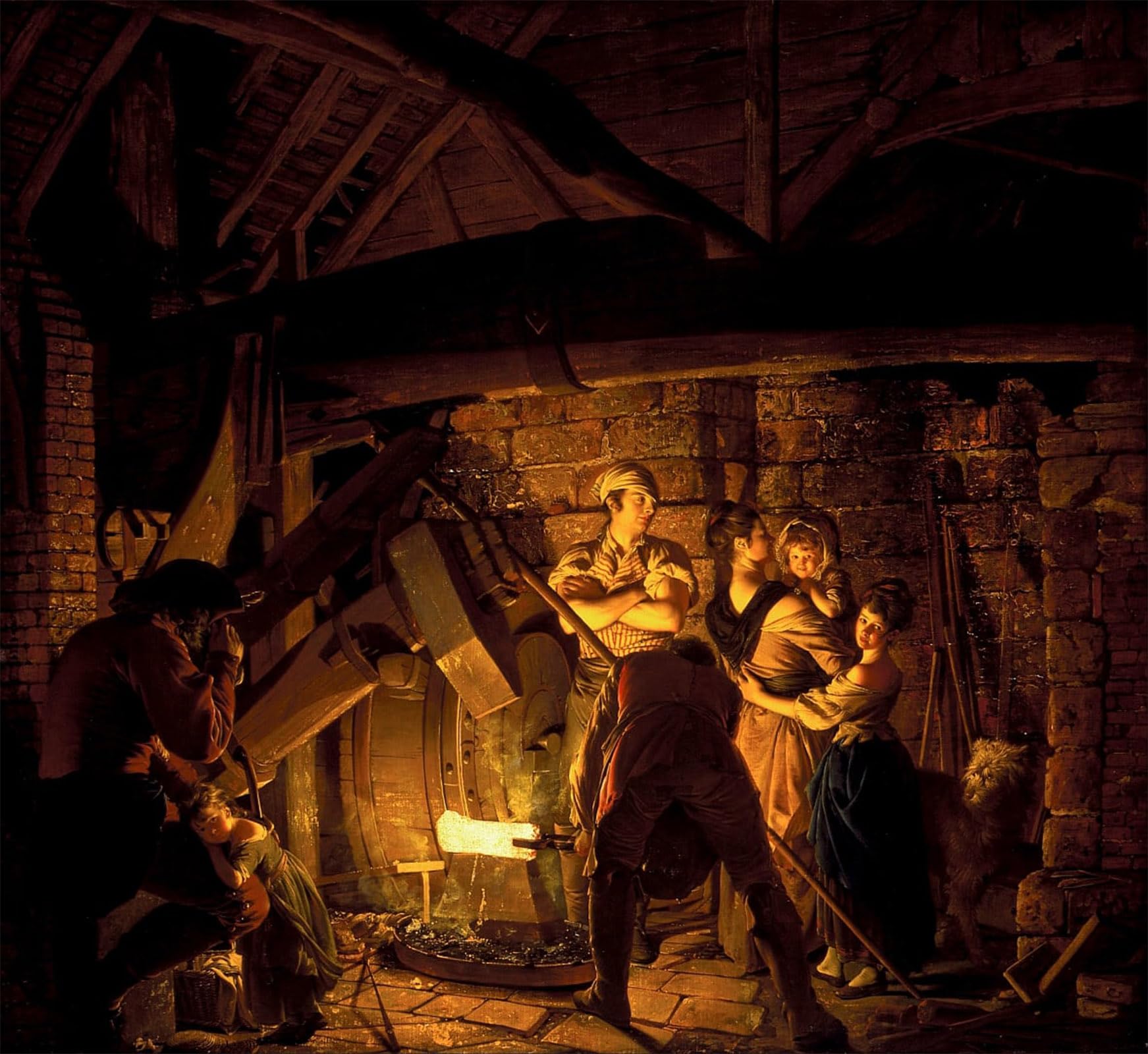 POSTERIIk Vintage Classic Picture Landscape Artwork an Iron Forge by Wright of Derby Portrait Canvas Painting for Office Home Decor 60x90cm