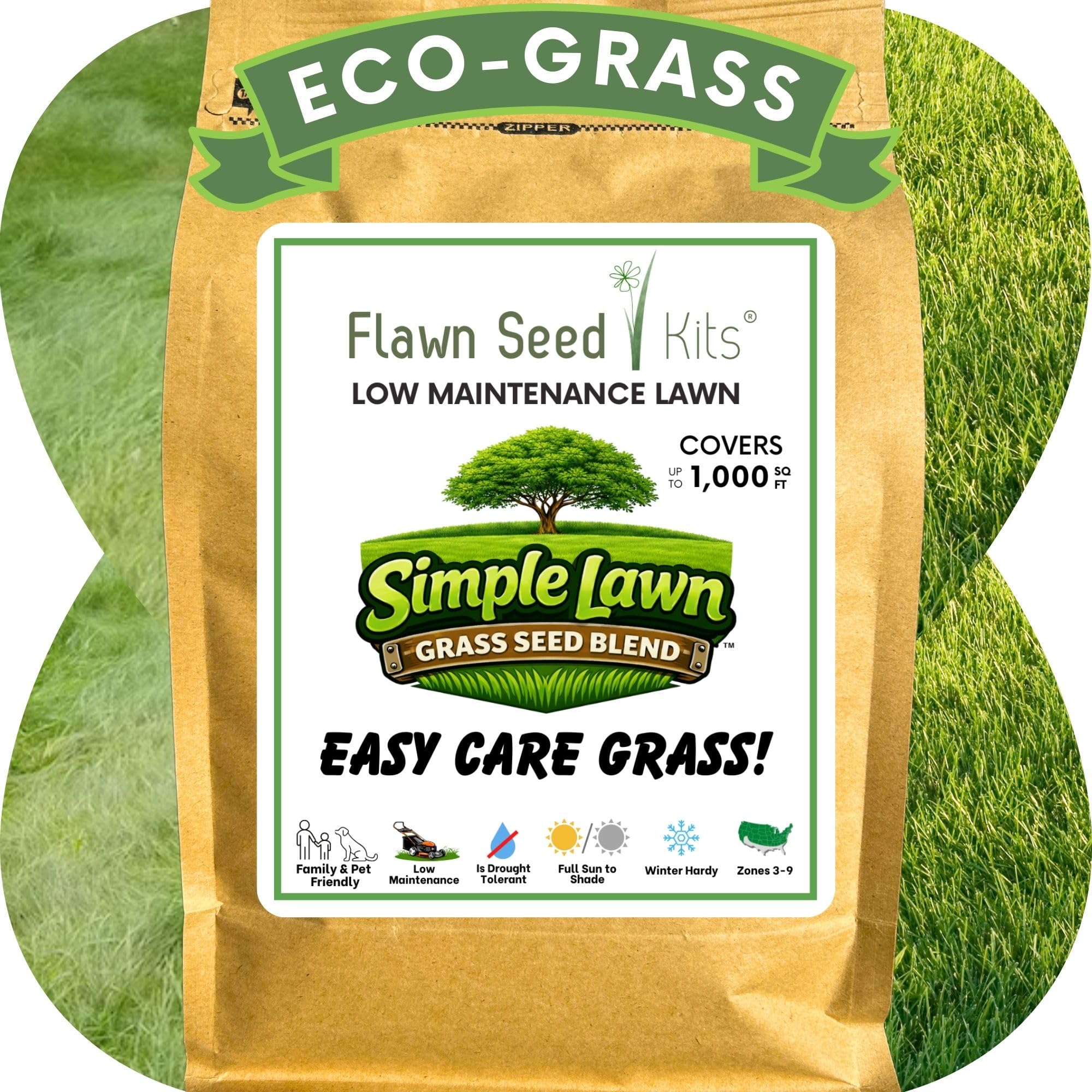 Flawn Seed Kits Simple Lawn Mow Less Fine Fescue Grass Seed