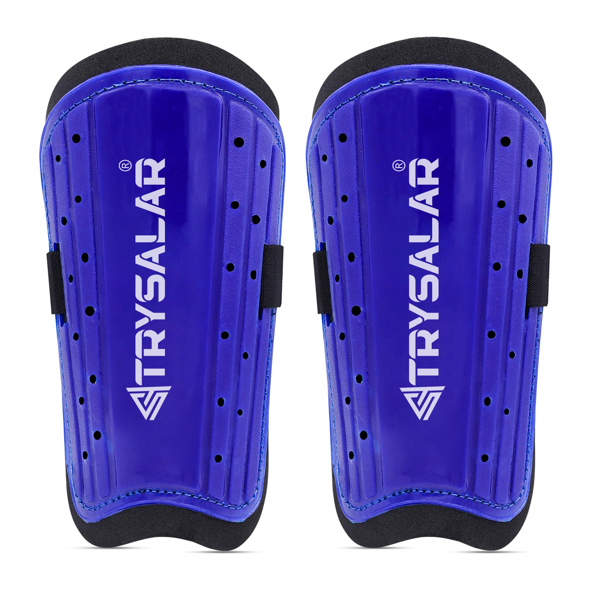 TrySalar Shin Guards Football, Soccer Shin Pads for Junior Youth Boys Girls Mens Beginner Elite Athlete Perforated Breathable Hockey Games Leg Calf Protective Gear