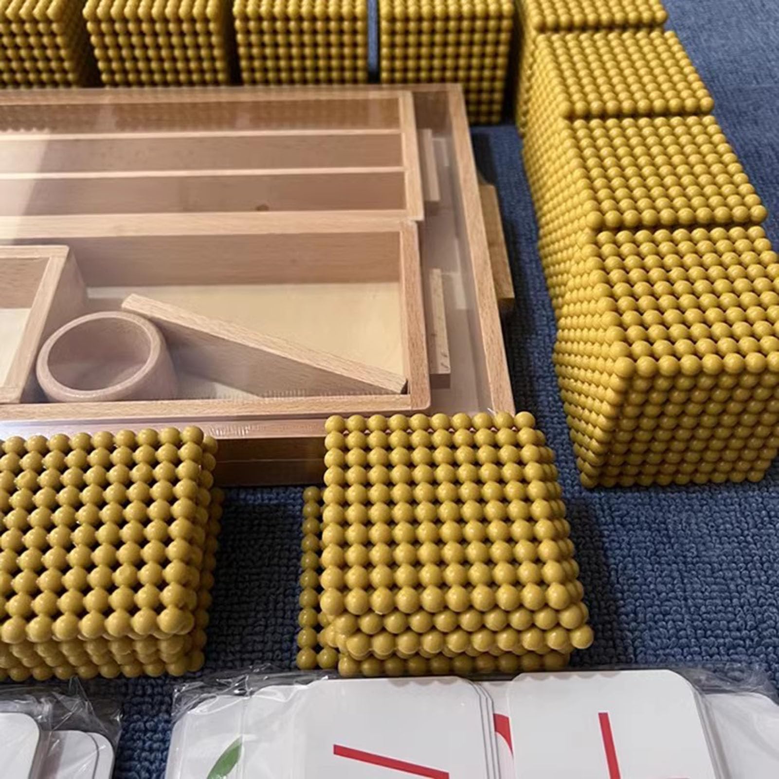 Juego de banca Decimal con Cuentas de Oro Montessori, Manipulativos matemáticos con Alfombra,Bank Game