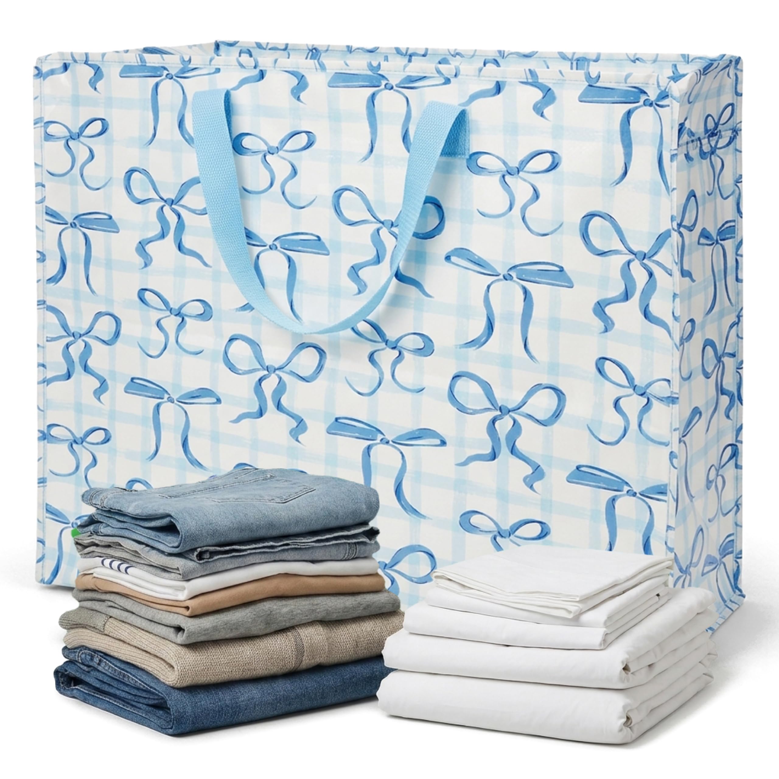 Rex London - Jumbo Storage Bag with Zip for Home Storage 70L - Blue Bows โ image 1