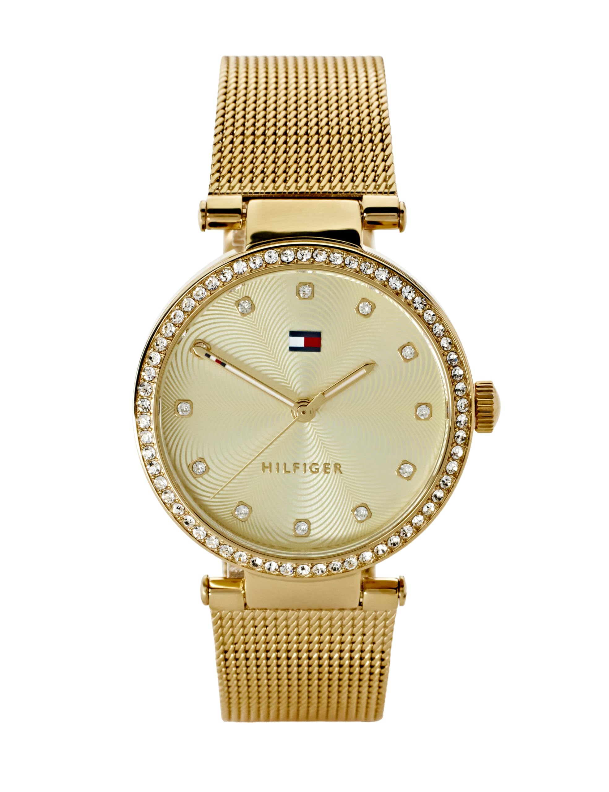 Tommy Hilfiger Analog Quarzuhr für Damen mit Goldfarben Edelstahl-Mesh-Gliederarmband - 1782507