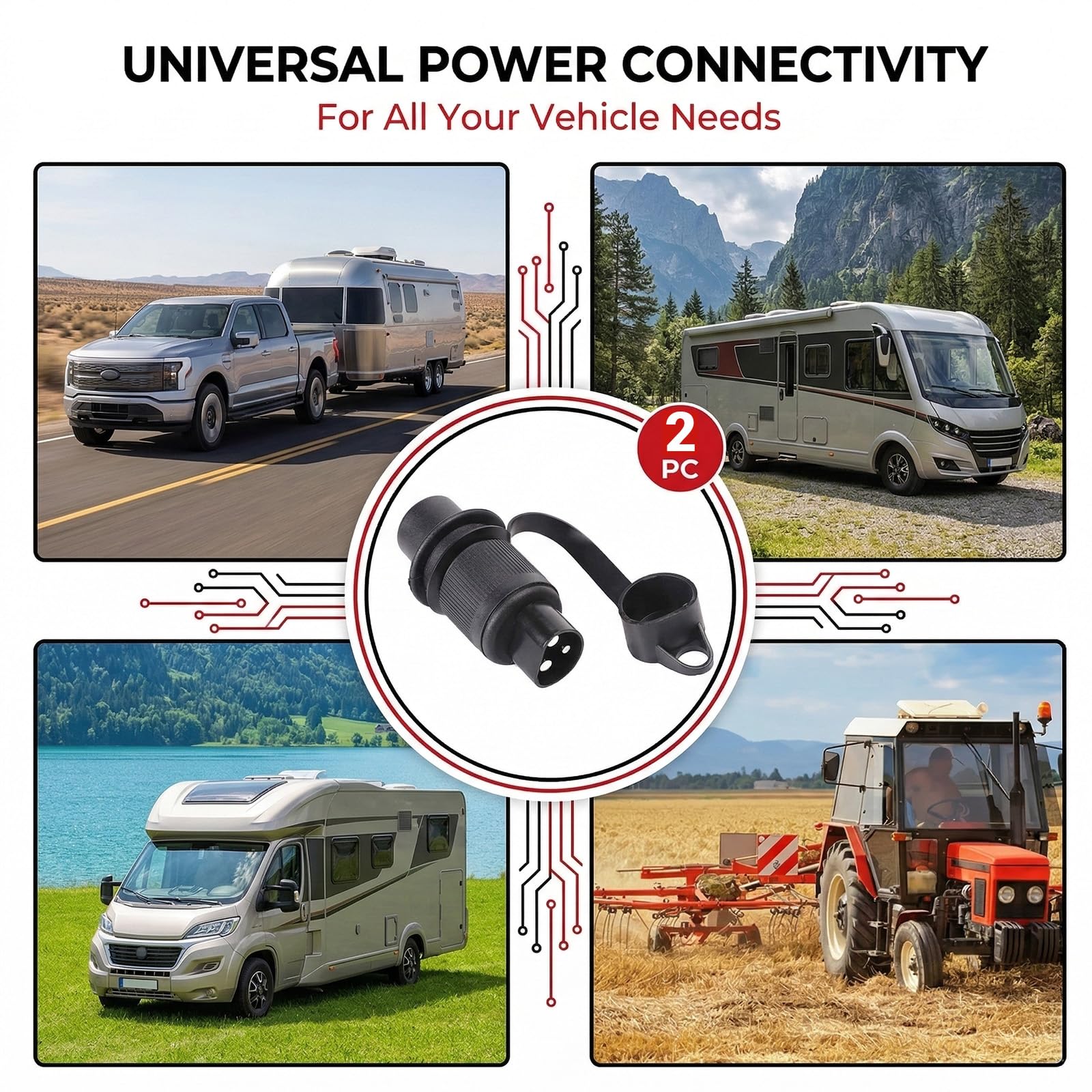 Enchufe de remolque (3 pines, 12 V, conector de enganche de 3 pinos, macho, para coche, conector de remolque de 3 polos, resistente al agua, para coches agrícolas, camiones, caravanas — view 6