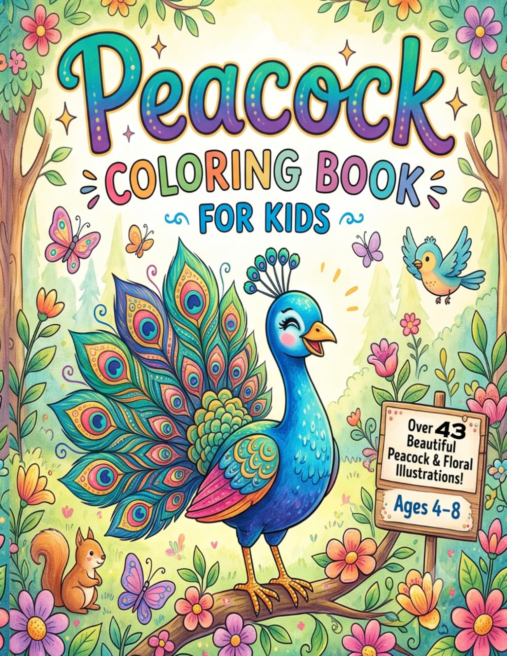 Peacock Coloring Book for Kids: 43+ adorable and easy-to-color peacock illustrations designed for children. Perfect for boys and girls who love ... creativity, relaxation, and stress relief