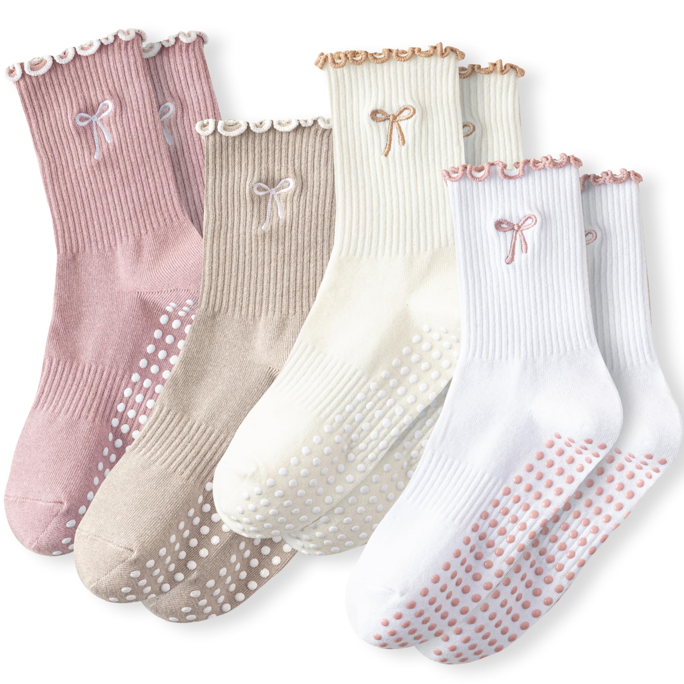 Grip Socks Pilates,4/6Prs Cotton Cute Pilates Socks for Women Yoga