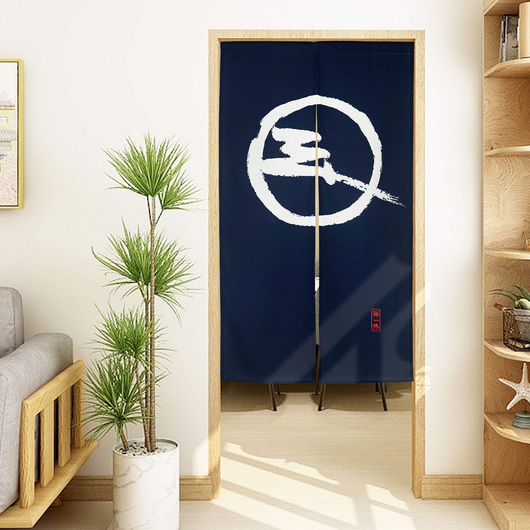 LIGICKY Noren Cortina Japonesa Larga tapicería Ventana Cortinas Panel Tapiz decoración Azul (85×150cm, Modelo Tradicional Sencillo)