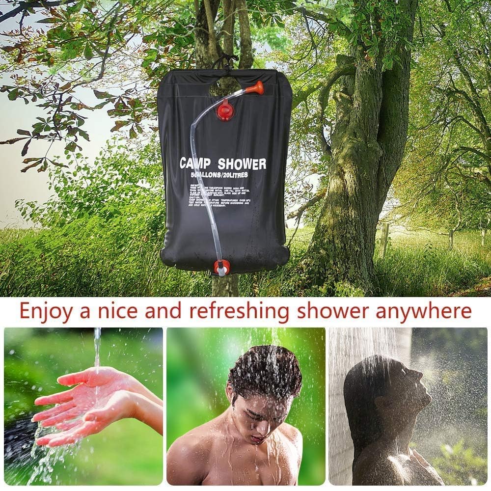 Vroxy Portable Solar Shower Camping Bag 20L Outdoor Bath Water Bag for Climbing Backpacking Adventure Shower (1Pcs) (20 Liter) 4