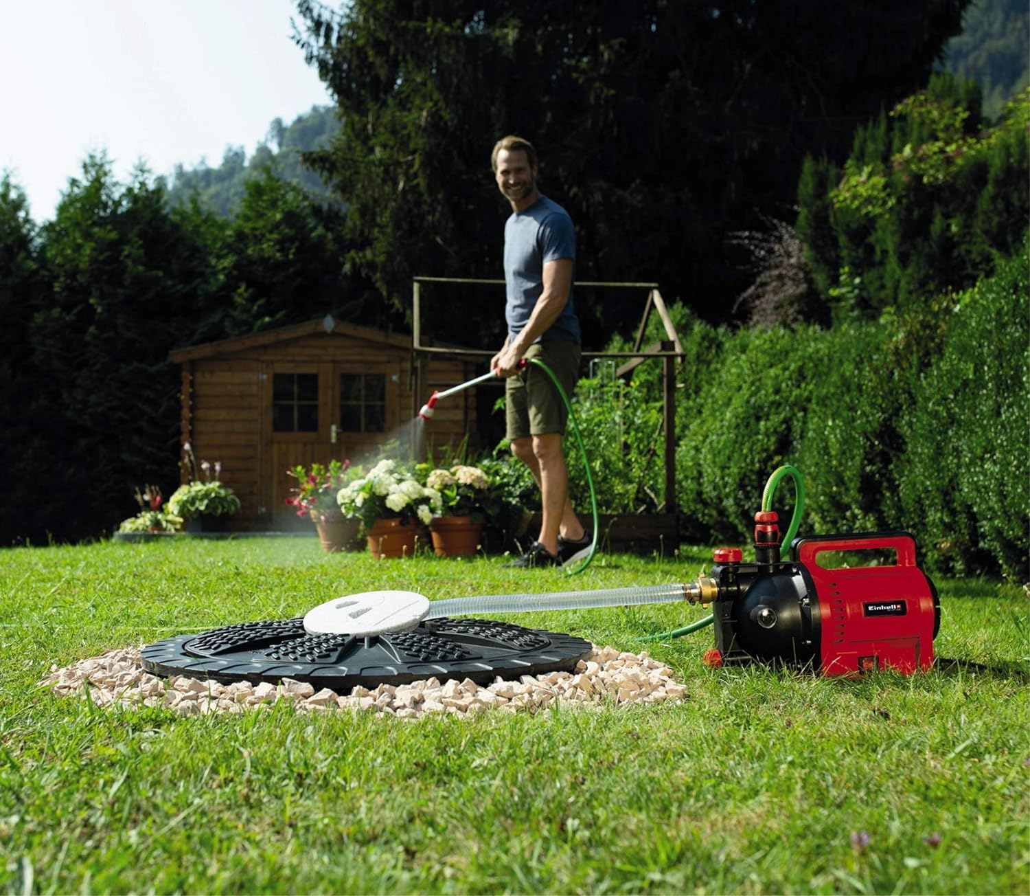 Einhell Bomba de jardín GC-GP 1045 N (1.050W, máx 4500 L/h, máx Cabeza 48m, Indicador de nivel de agua, Abertura de llenado de agua/tapón de drenaje, Anticongelante, Protección térmica)