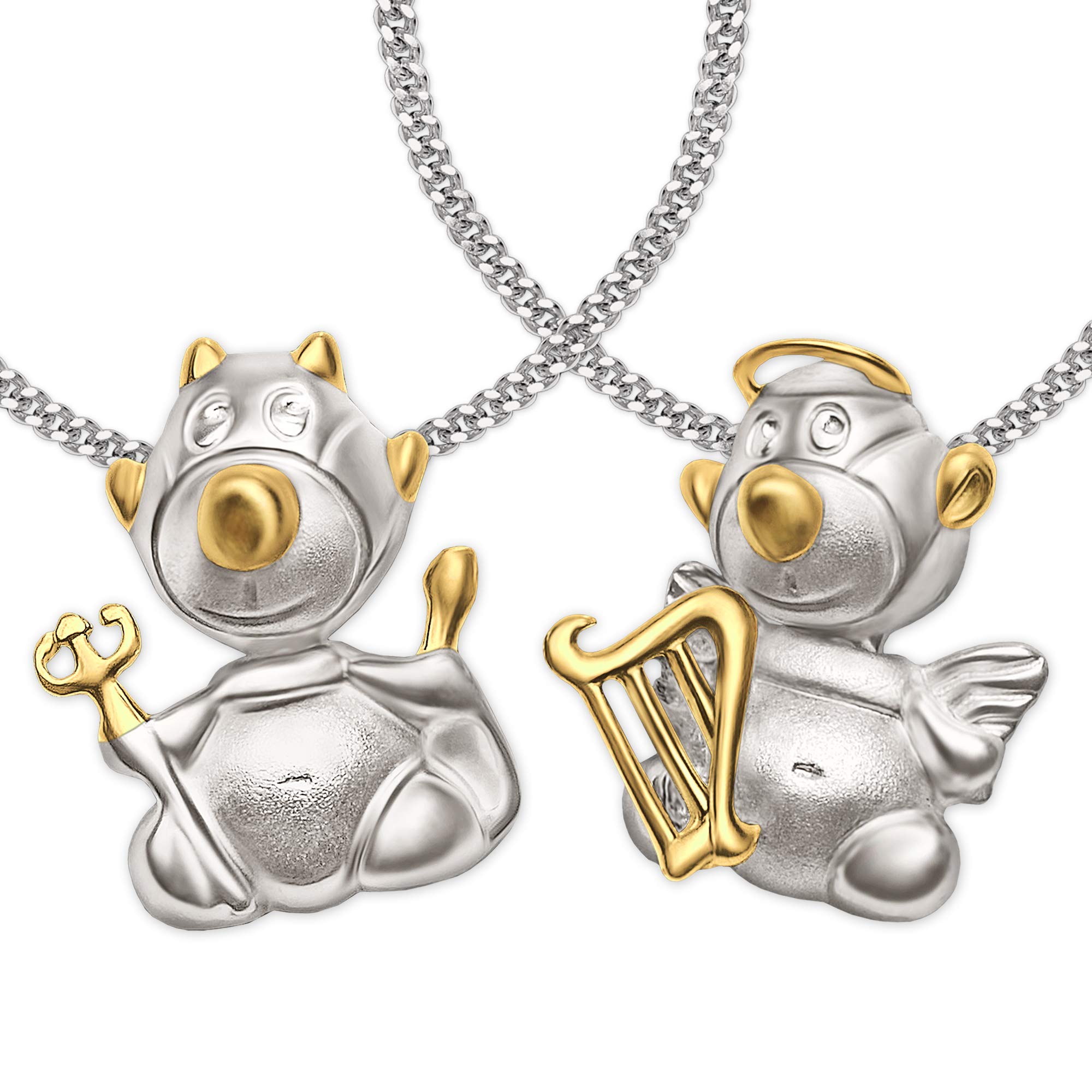 CLEVER SCHMUCK Set Ciondolo Colomba Della Pace In Argento 925 Con Catena - Gioiello Con Ramo D'Oro, Regalo Religioso - 2