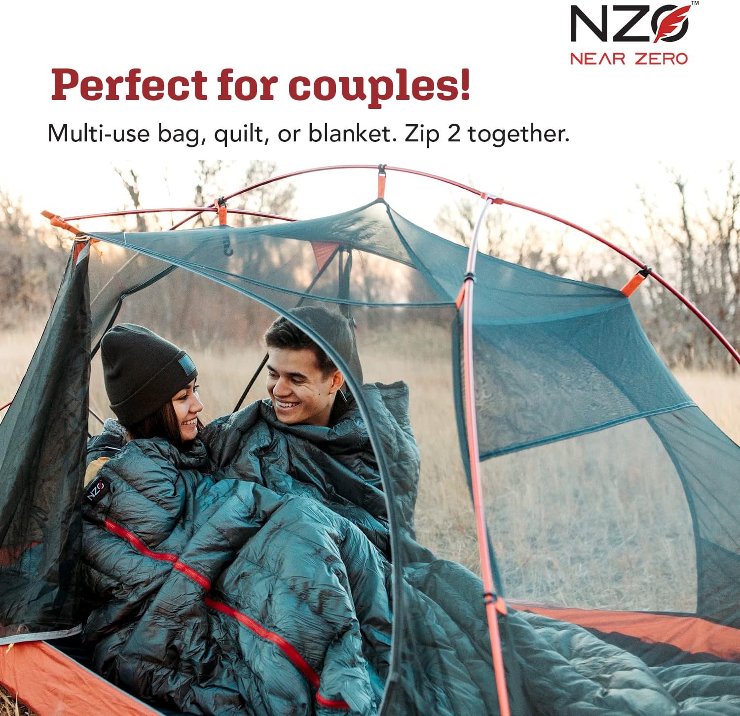 Near Zero Quilt ONE - Ultralight Down Sleeping Bag – 1 lb, 4-in-1 Design: Quilt, Blanket, Underquilt or Double Sleeping Bag – Compact for Backpacking & Camping