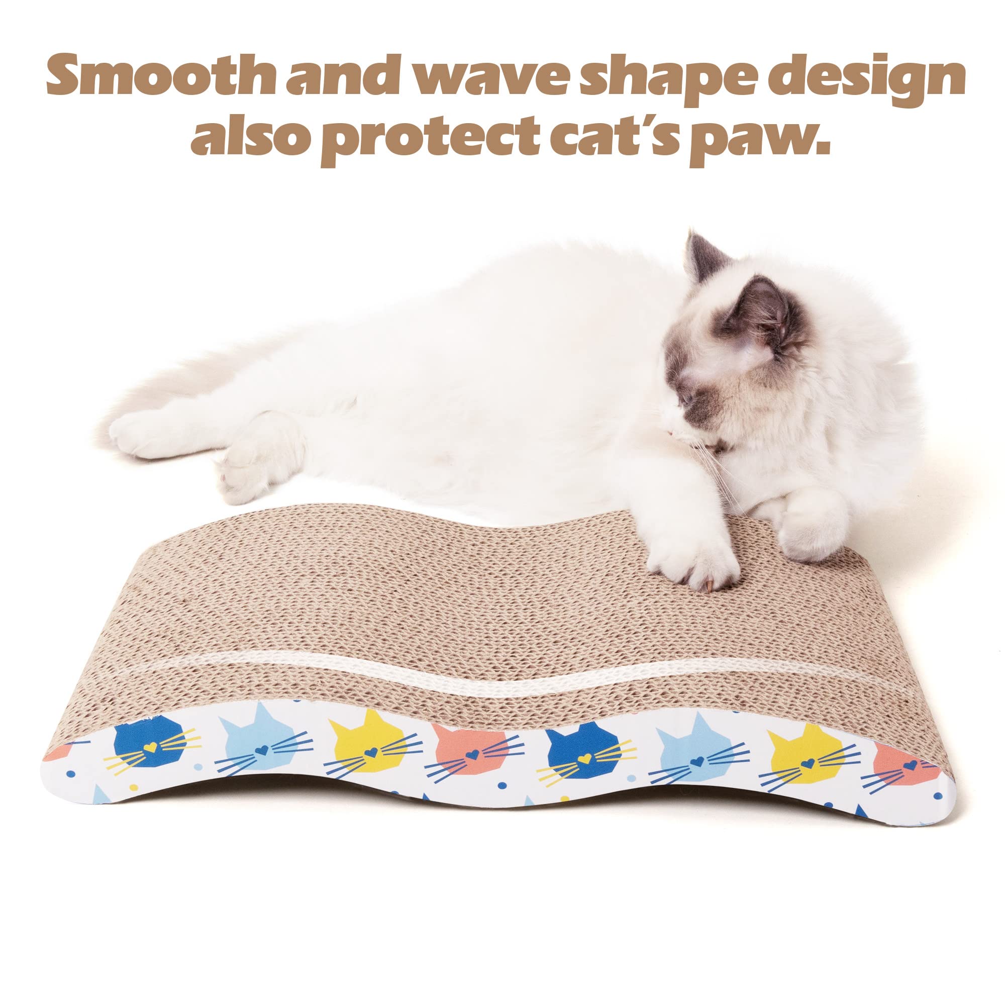 Pet Rascador para Gatos de cartón, Almohadilla para rascar Gatos, rascador Corrugado, para Gatos, salón o sofá Cama (Forma Ondulada, Almohadilla para rascar Gatos) con Hierba gatera