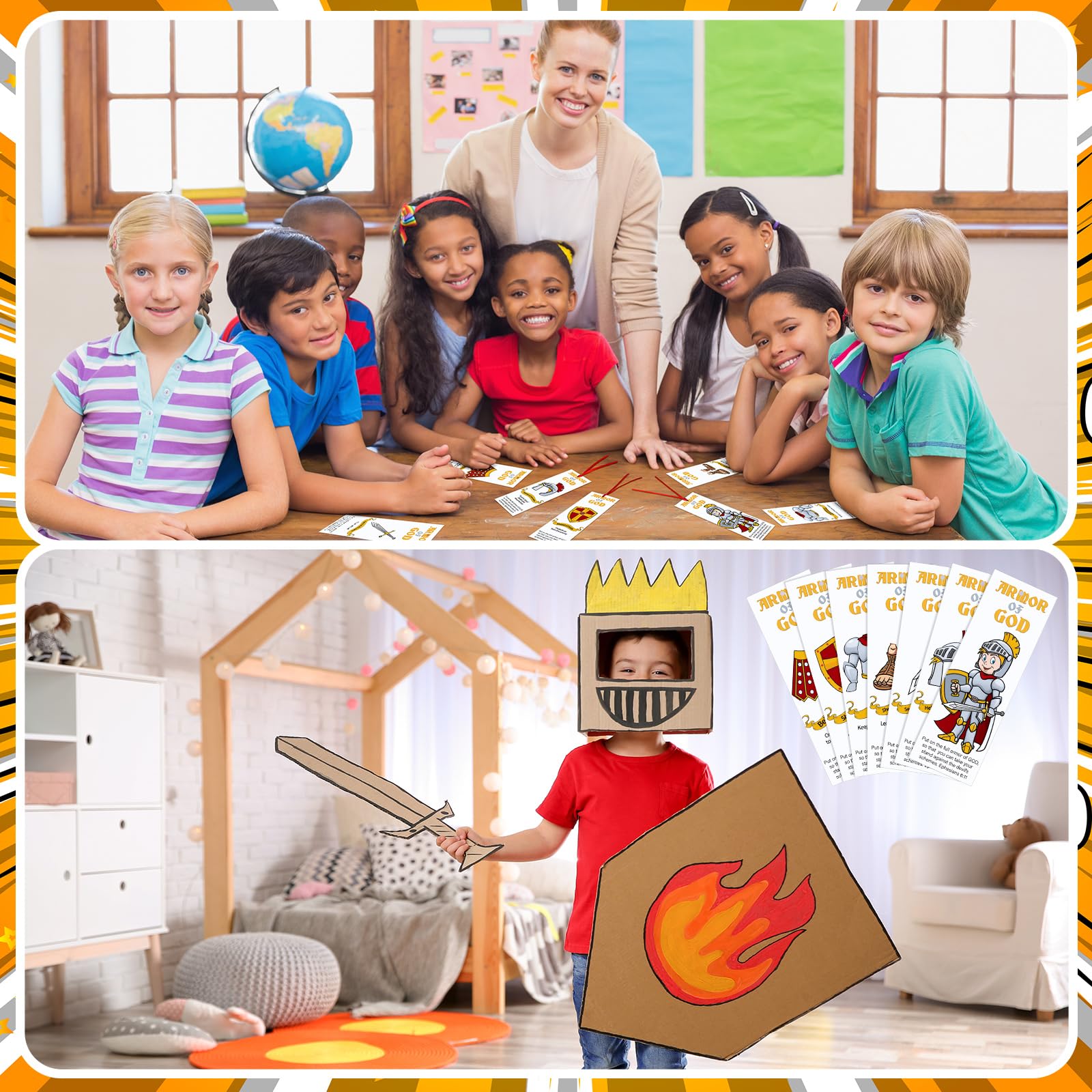 120 Pcs Laminated Armor of God Bookmarks The Full Armor of God Religious Bible Bookmarks Knight Scripture with Ribbon for Kids Sunday School Goodie Bag Fillers - Image 5