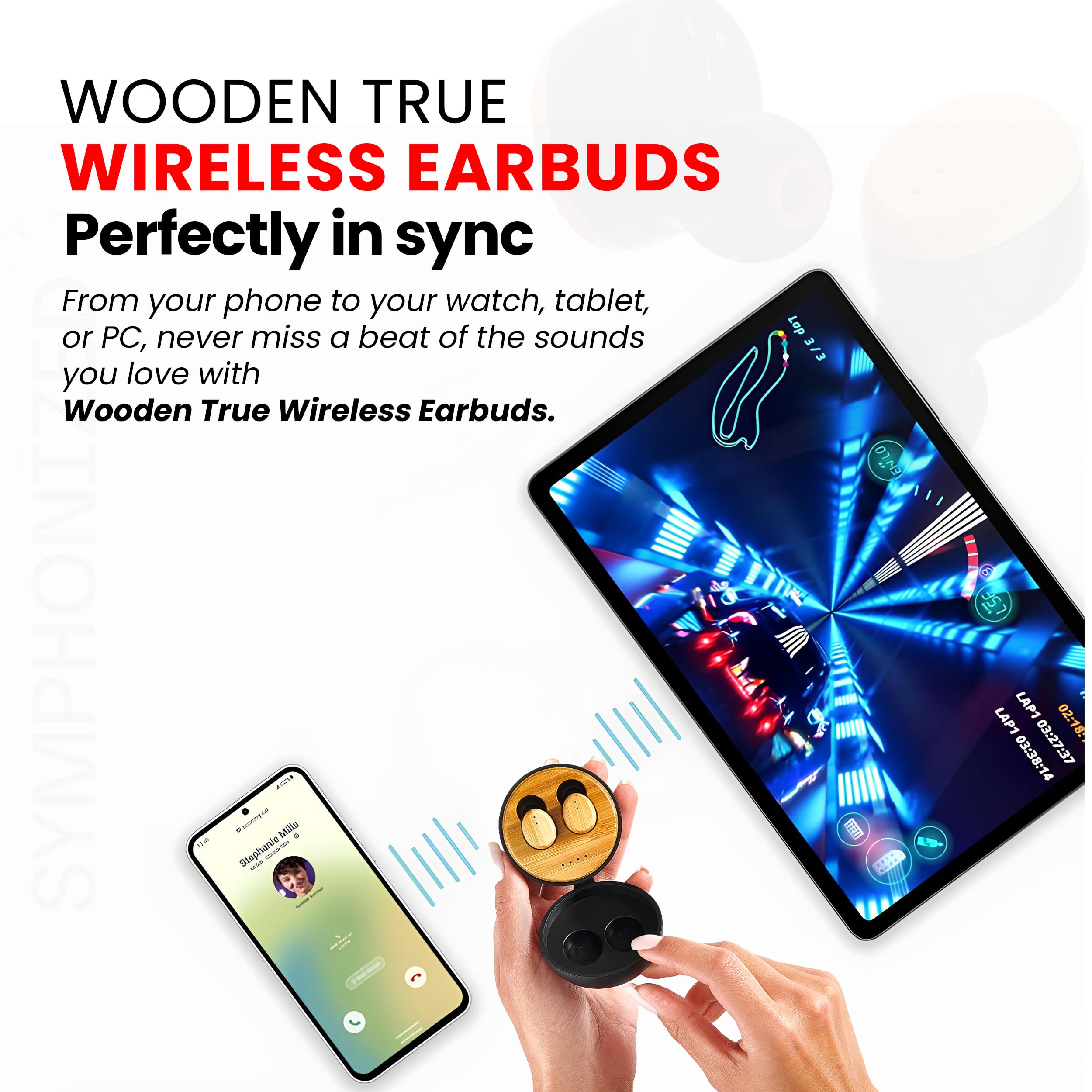 Symphonized Wooden True Wireless Earbuds Crisp Highs