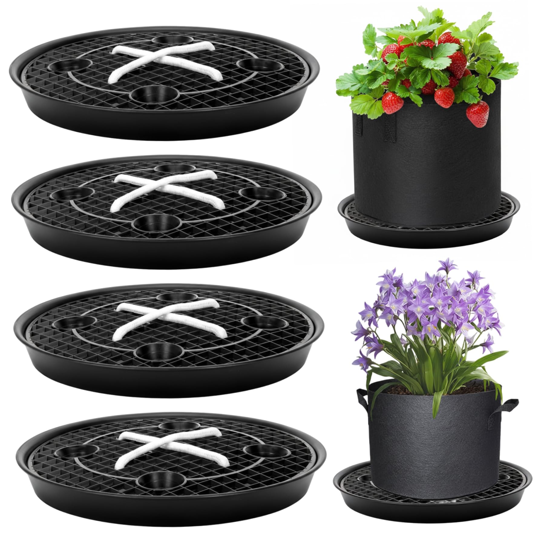 Soucoupes pour plantes avec arrosage automatique lot de 4 plateaux 13 pouces