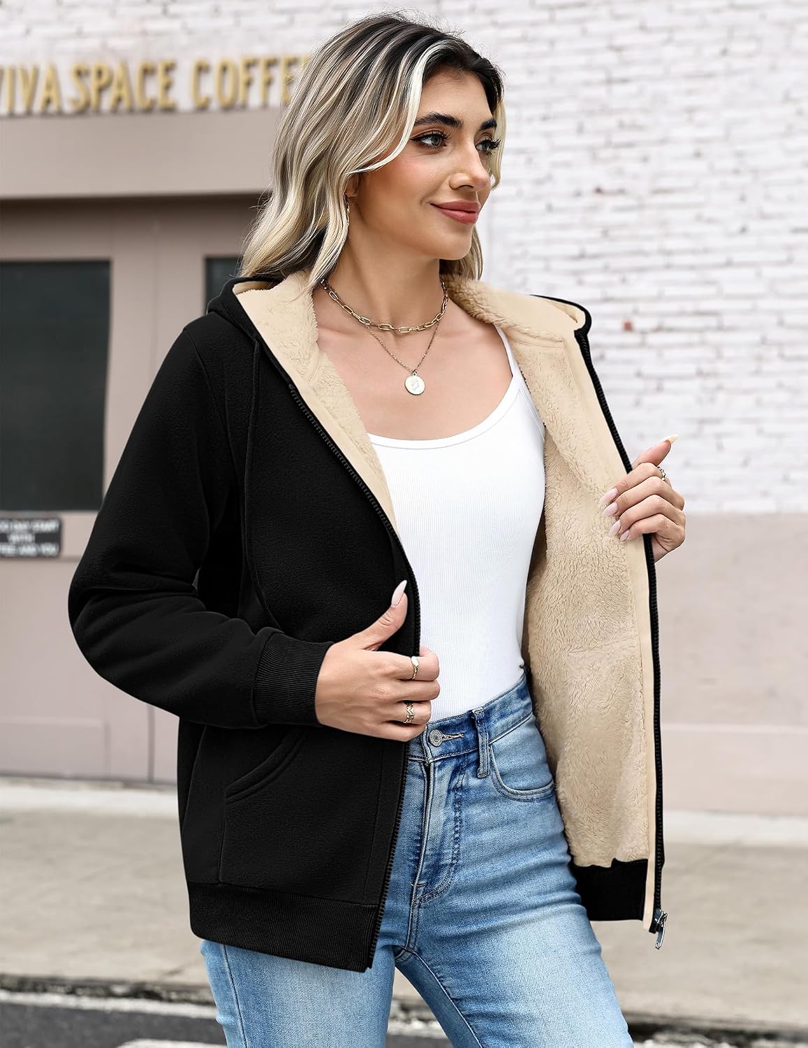 Zeagoo Women Sherpa Fleece Jacket Zip Up Thick Warm Hoodie Fall Winter Coat