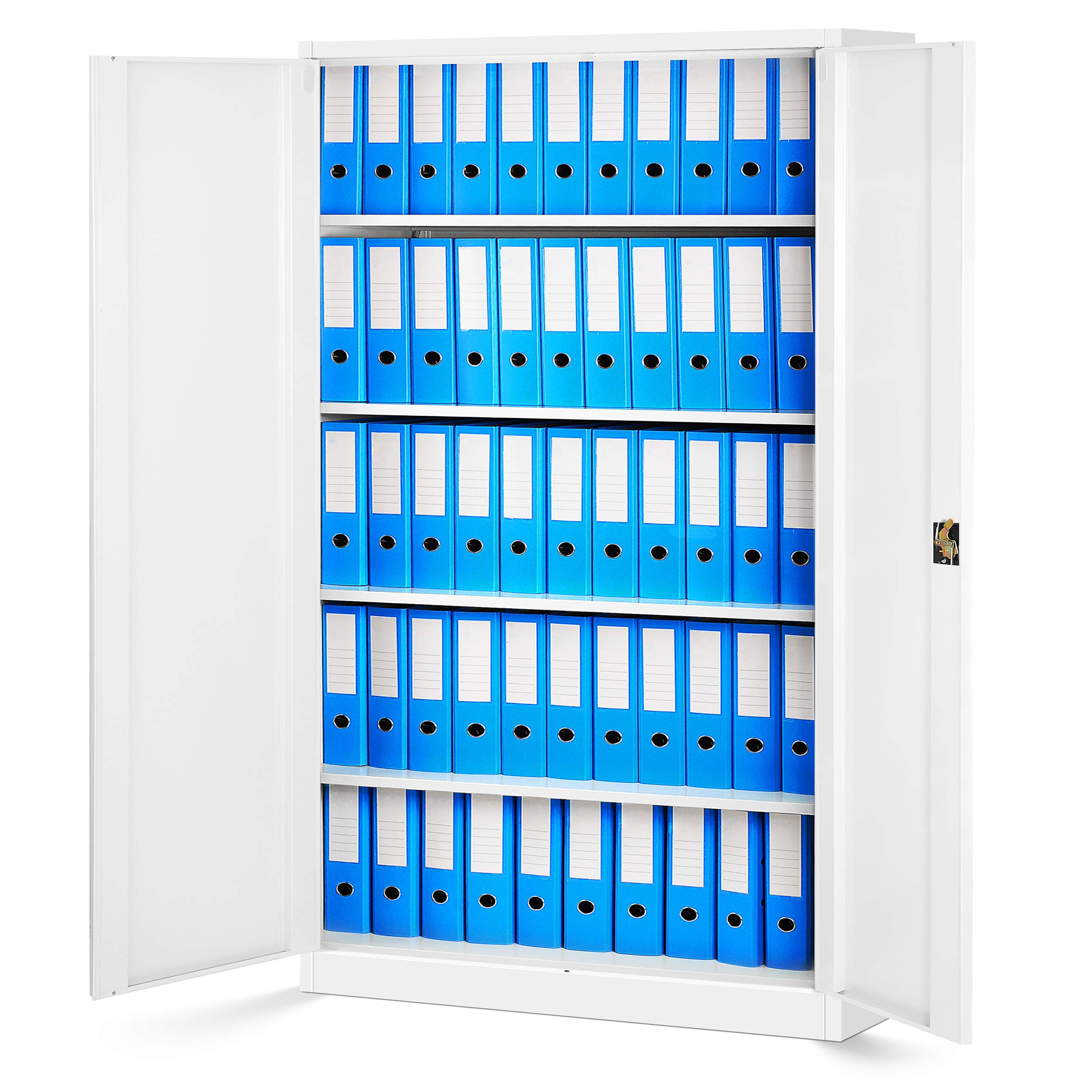 Jan Nowak Juego de 2 Armario de Oficina XXL Archivador Armario de Herramientas Metálico 4 Estantes con Recubrimiento de Polvo Se Puede Cerrar 185 cm x 115 cm x 40 cm (Blanco)