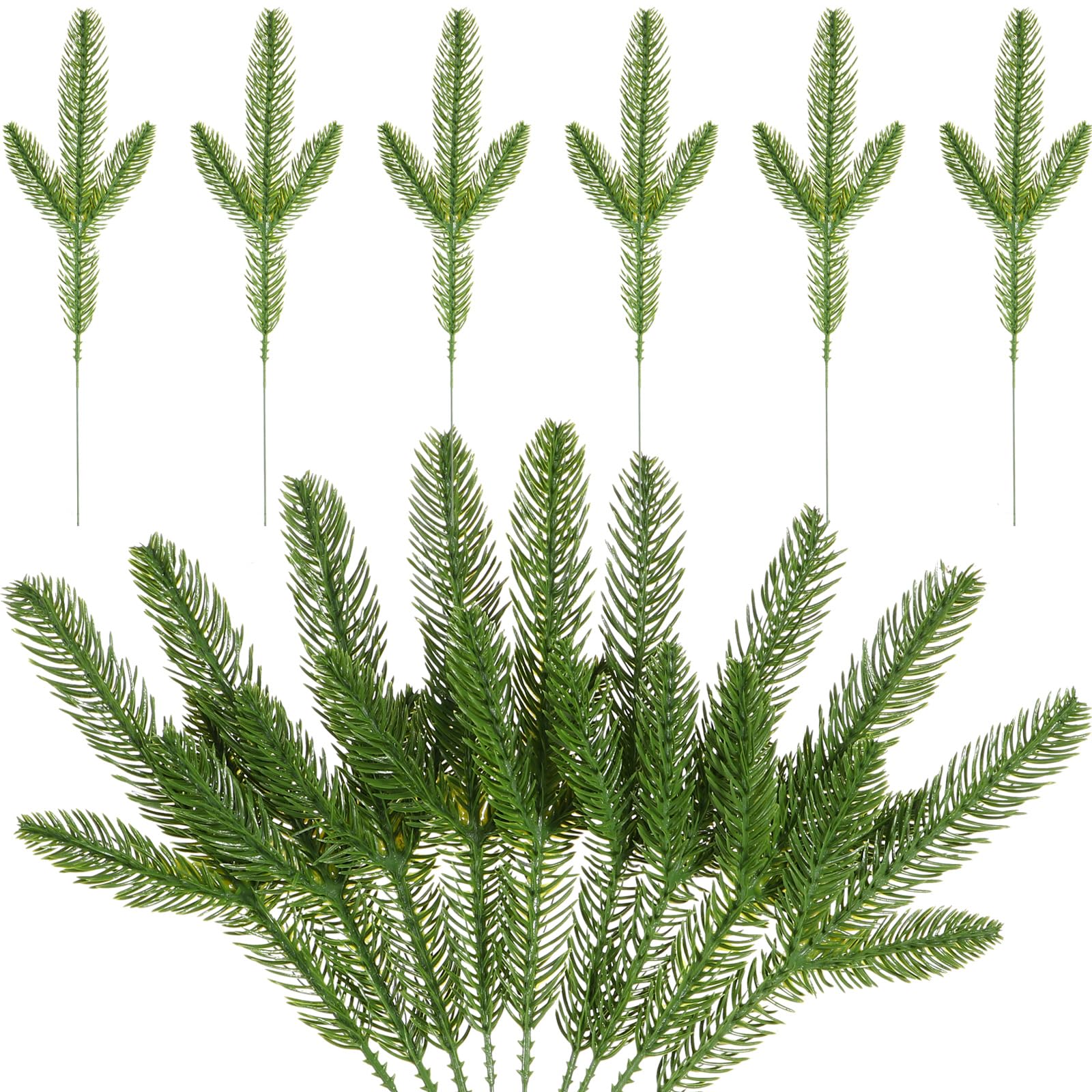 200 Pcs Artificial Pine Branches Christmas Greenery Plants Pine Needles DIY Cedar Picks and Sprays Accessories Artificial Pine Needles Leaves for Christmas Garland Wreath Craft and Home Decor