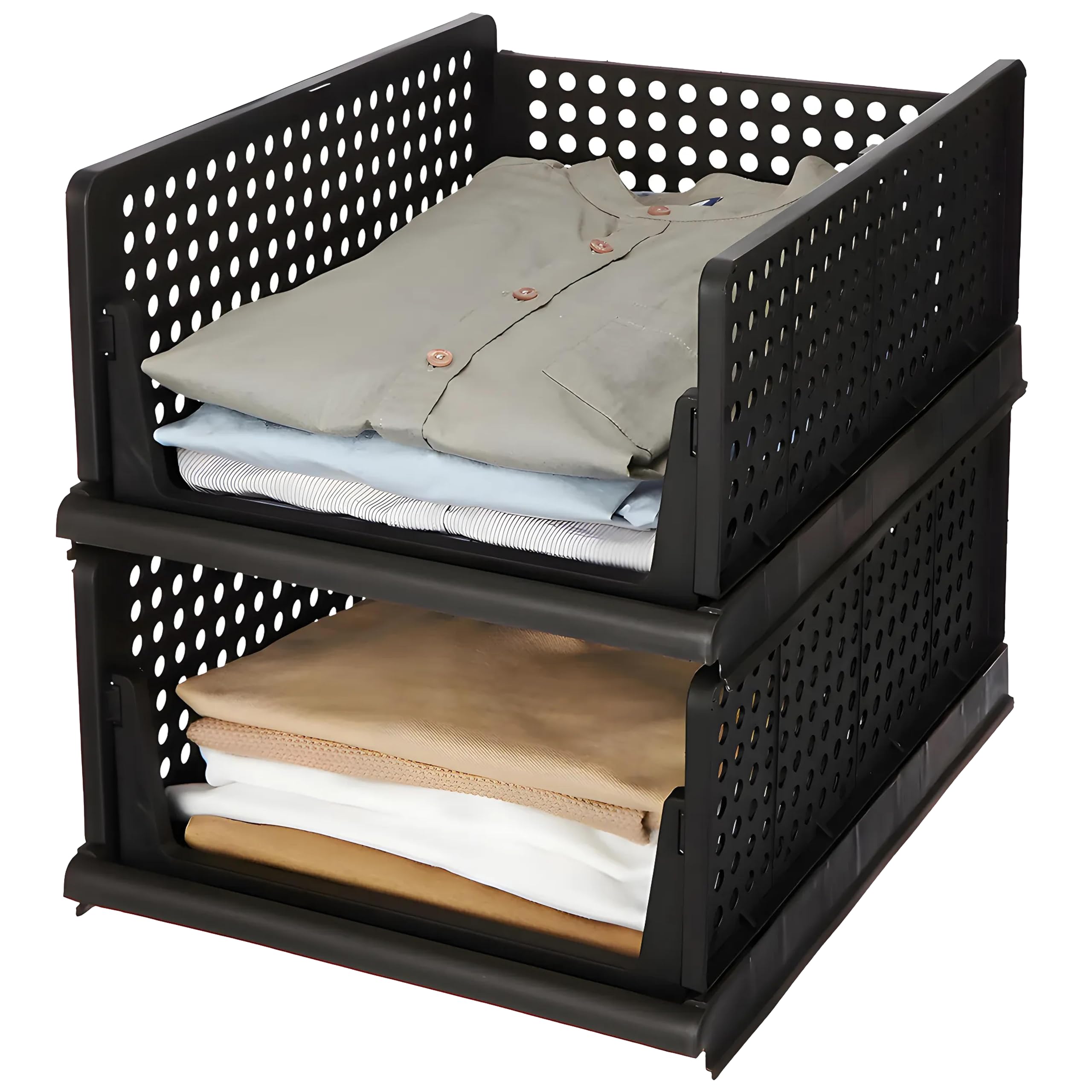 See full amazon price history chart for Amazon Brand - Solimo Plastic Shirt Stacking Foldable Basket|Wardrobe Organizer For Clothes|Pack of 2| Black Amazon Brand - Solimo Plastic Shirt Stacking Foldable Basket|Wardrobe Organizer For Clothes|Pack of 2| Black (B0D1VFB78J) Amazon Price History, Amazon Price Tracker
