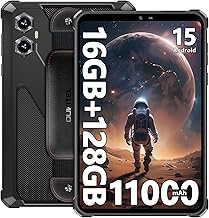 OUKITEL RT3 Plus Tablette Incassable Android 15, 11000mAh Tablette 8 Pouces, 16Go RAM + 128Go ROM/TF 1To Tablettes Tactile, 16MP Caméra Tablet Durcie, NFC/Dual SIM 4G/GPS/OTG - Noir