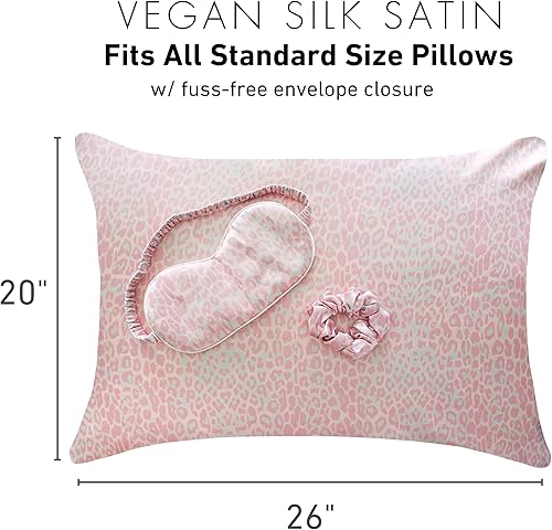 Miniatura 7 de Fenrici - Funda de almohada de satén de lujo, máscara de ojos, juego de regalo de coletero de seda vegana pura para el cuidado del cabello y la
