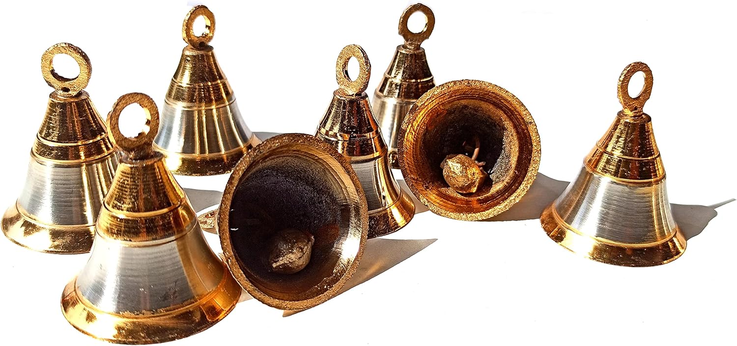 Decorative Bells for Home Decor Metal Brass Bell Gold Colour Tree Hanging Ornaments Garlands Decoration Size 2 inch (20)