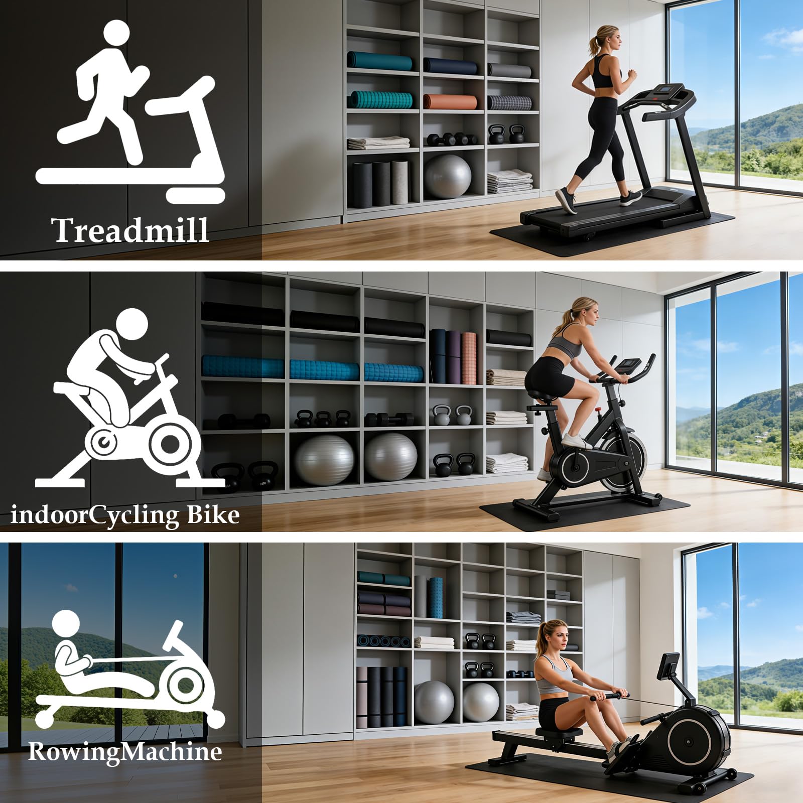 6mm Tapis de Protection de équipement de Fitness,Tapis Home Trainer,pour vélos d'exercice,protection de sol en PVC haute densité,pour de Course,Vélo,Elliptique