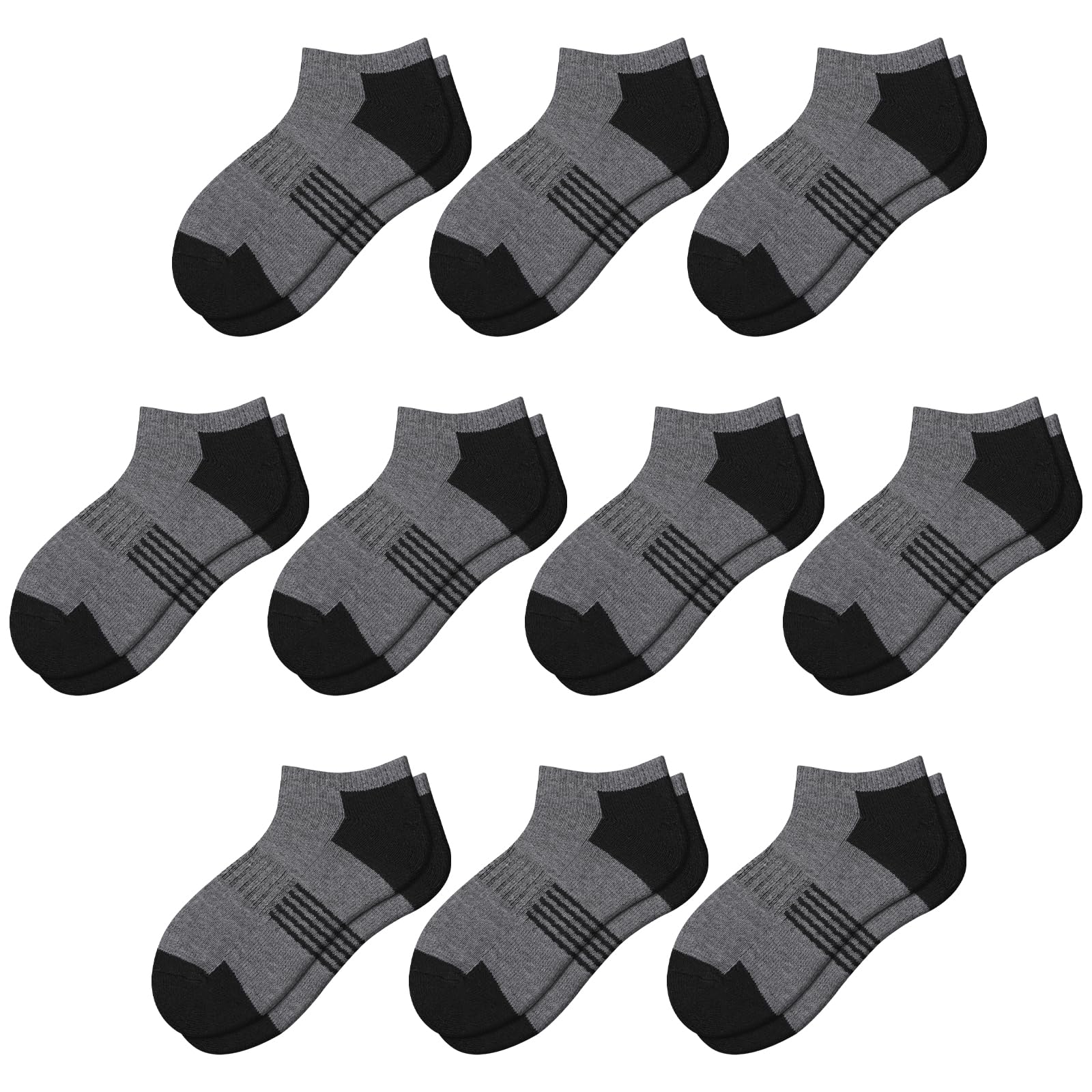 Comfoex 10 Pairs Boys Socks Low Cut Ankle Socks For Kids 8-10 4-6 6-8 Years Old Short Athletic Socks With Cushioned Sole