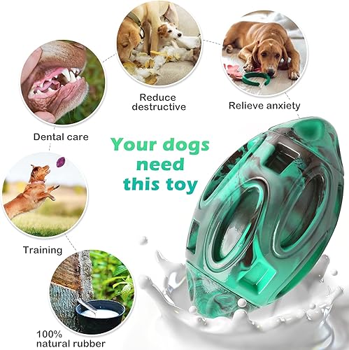 Miniatura 3 de Paquete de 2 juguetes chirriantes para perros masticadores agresivos, grandes, medianos y pequeños, juguete interactivo para masticar perros de goma