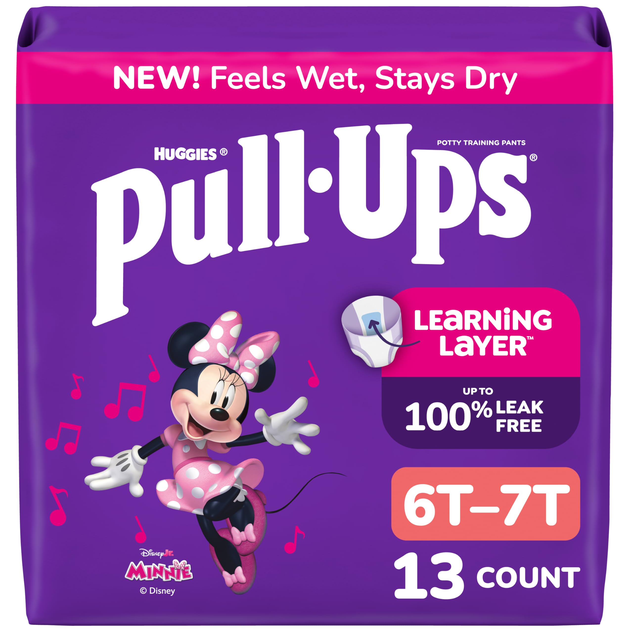 Pull-Ups Girls' Potty Training Pants, Size 6T-7T Training Underwear (55-75 lbs), 13 Count