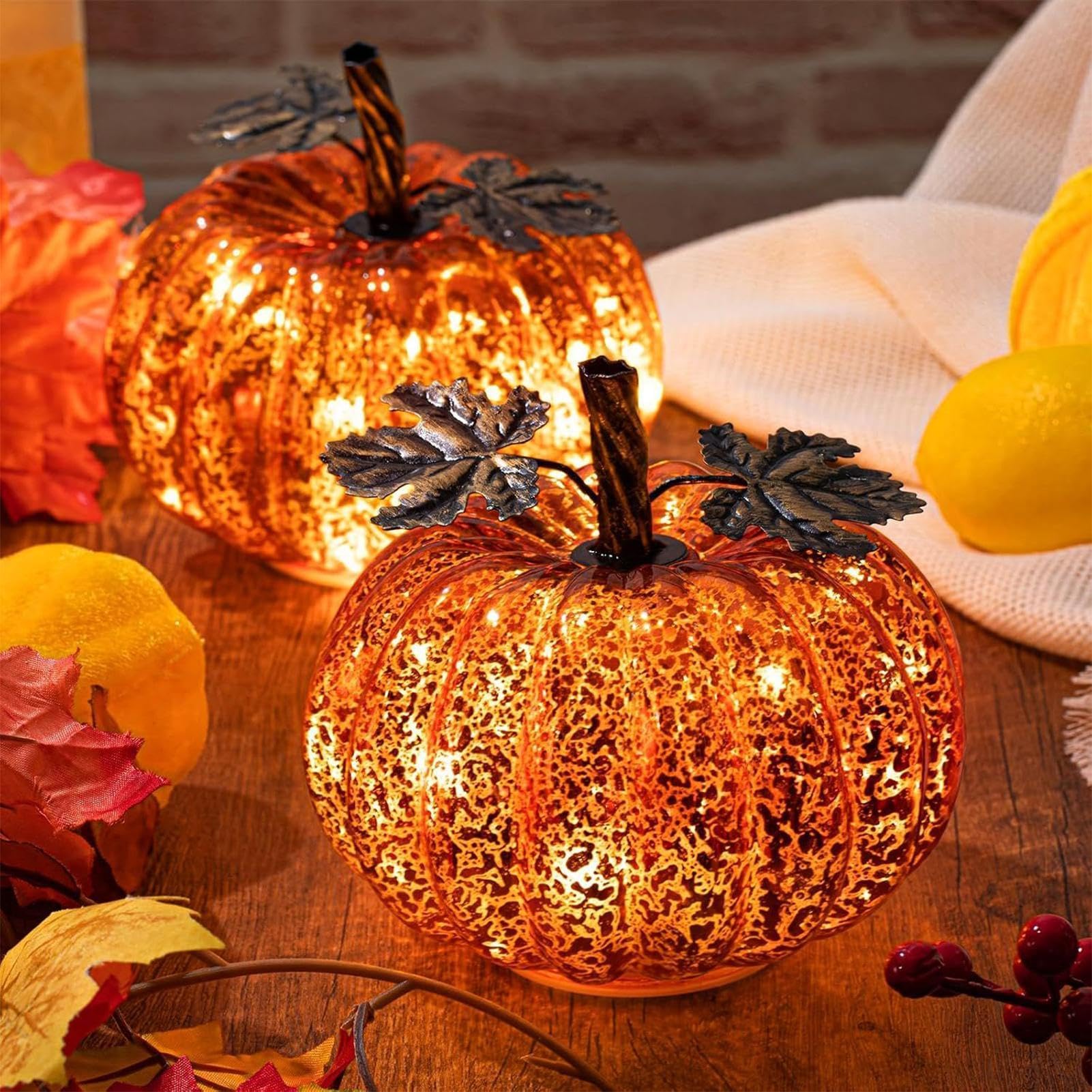 Generico LED Decorazione Autunnale per Il Ringraziamento in Vetro con Timer