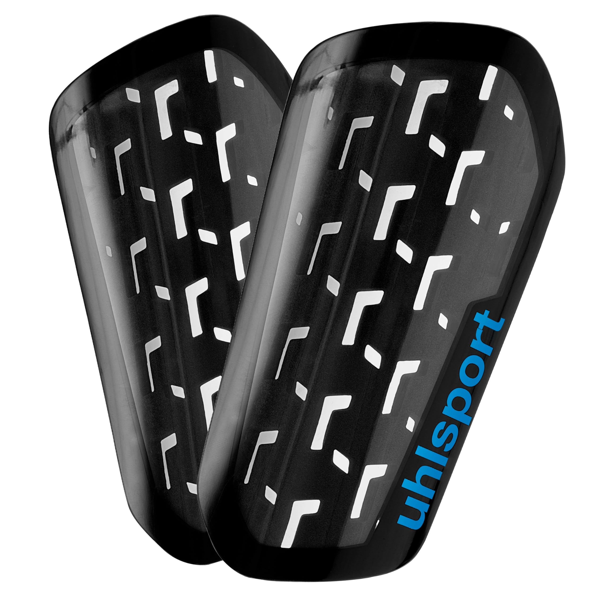 uhlsport Cybershield Shin Pads - Football Shin Pads for Children and Adults - Ultralight and Flexible, Black/Fluo Blue