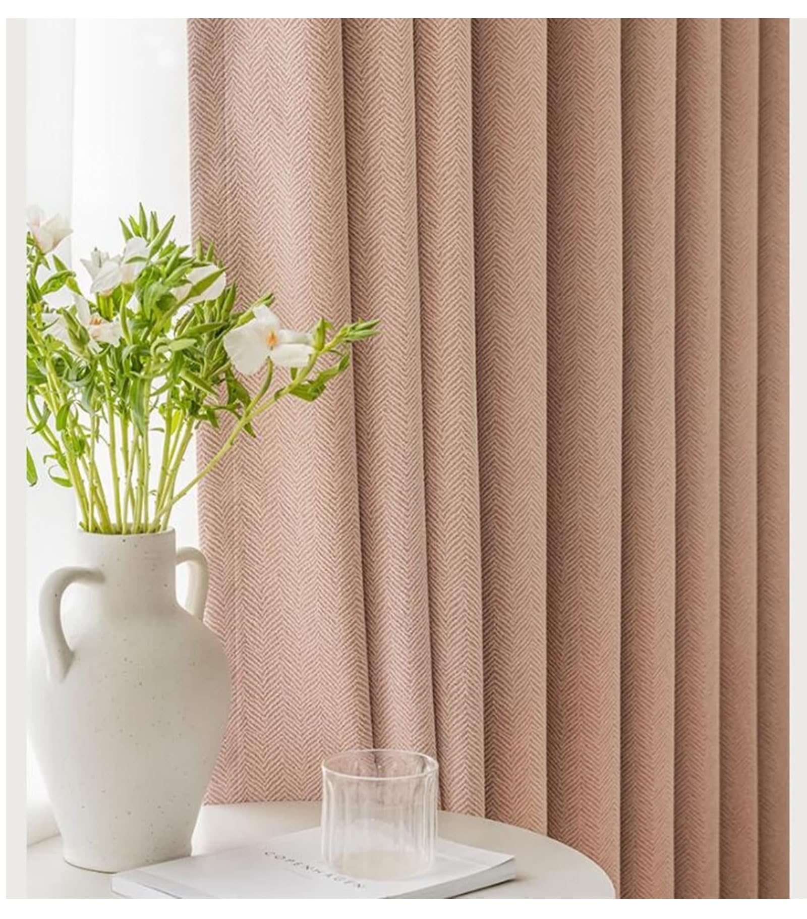 Rideau occultant isolant rose à chevrons Beydodo pour obscurité totale chambre