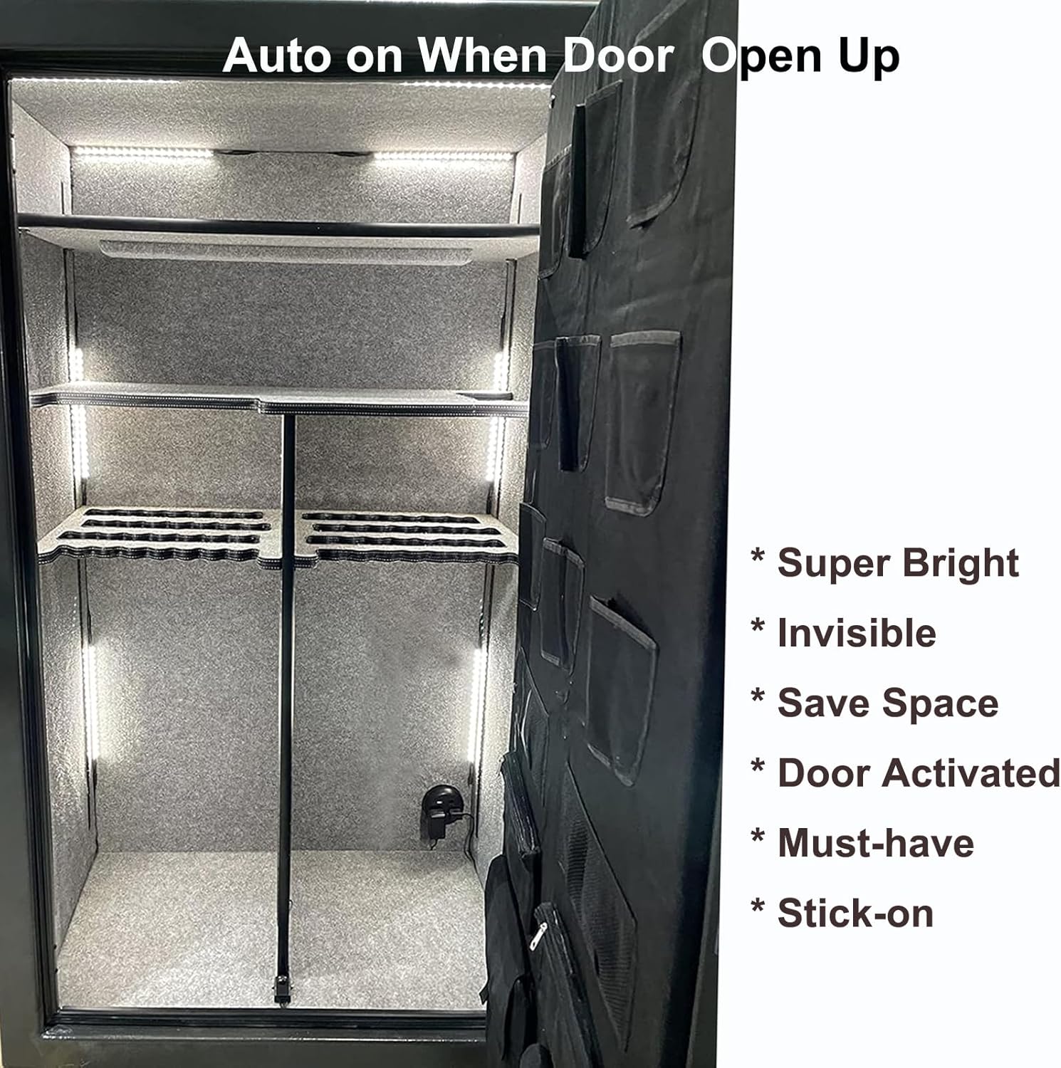 Door Activated 6 Pack 12 Inch Safe Lighting Kit +Gun Safe Dehumidifier Electric Gun Safe Dehumidifier Electric