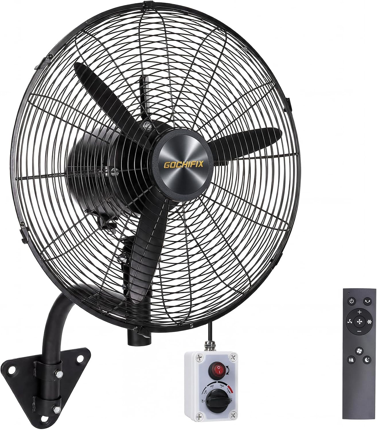 Wall Mount Fan, 20 Inch Oscillating Fan with Remote, 9-Speed & 3 Modes, 4500 CFM High Velocity Heavy Duty IP55 Waterproof Electric Fan for Outdoor Indoor Commercial, Industrial, Residential Use