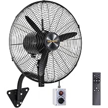 Wall Mount Fan, 20 Inch Oscillating Fan with Remote, 9-Speed & 3 Modes, 4500 CFM High Velocity Heavy Duty IP55 Waterproof Electric Fan for Outdoor Indoor Commercial, Industrial, Residential Use
