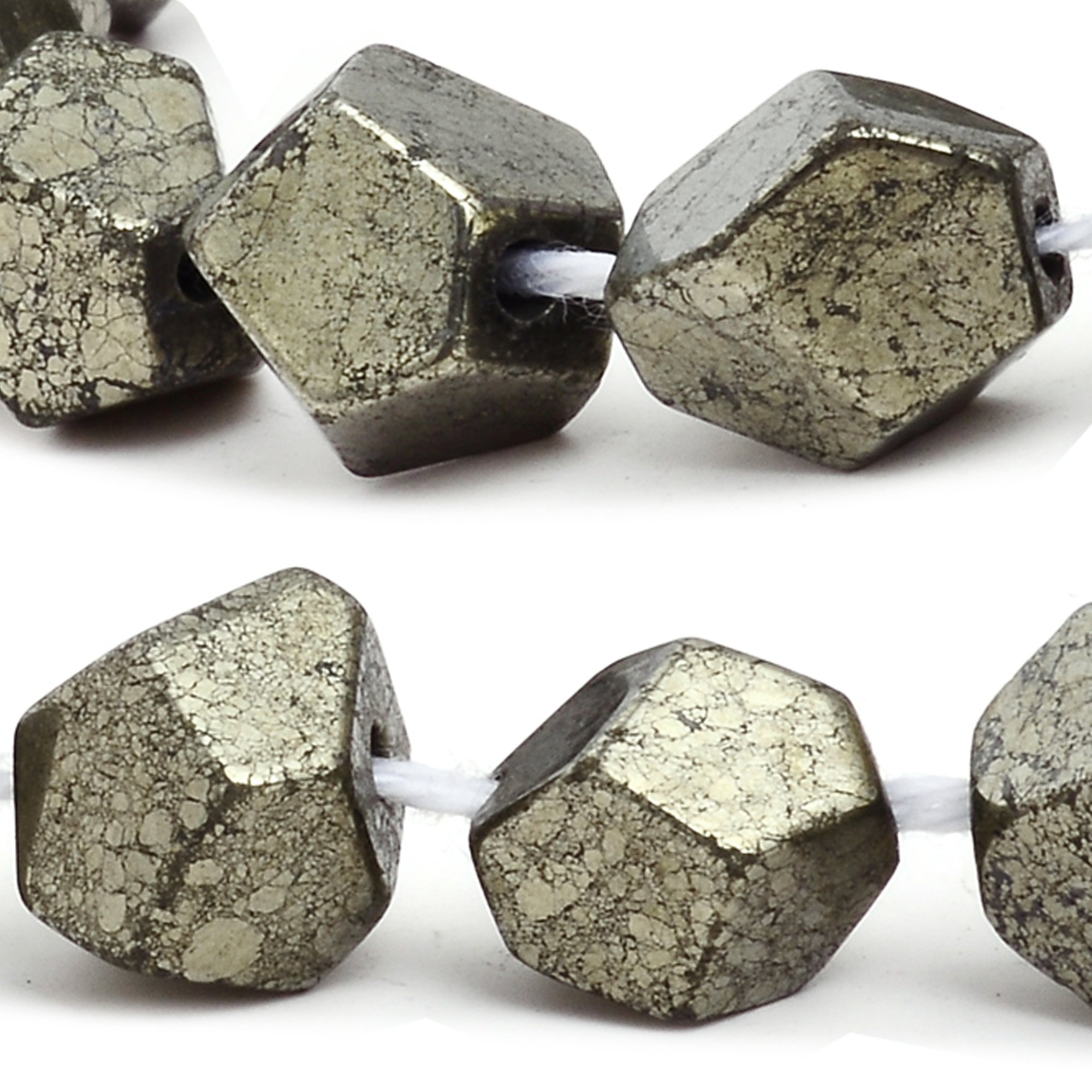 RUBYCA Pyrite Gemstone Natural Nugget Loose Beads AAA Grade for DIY Jewelry Making (1 Strand 47pcs)