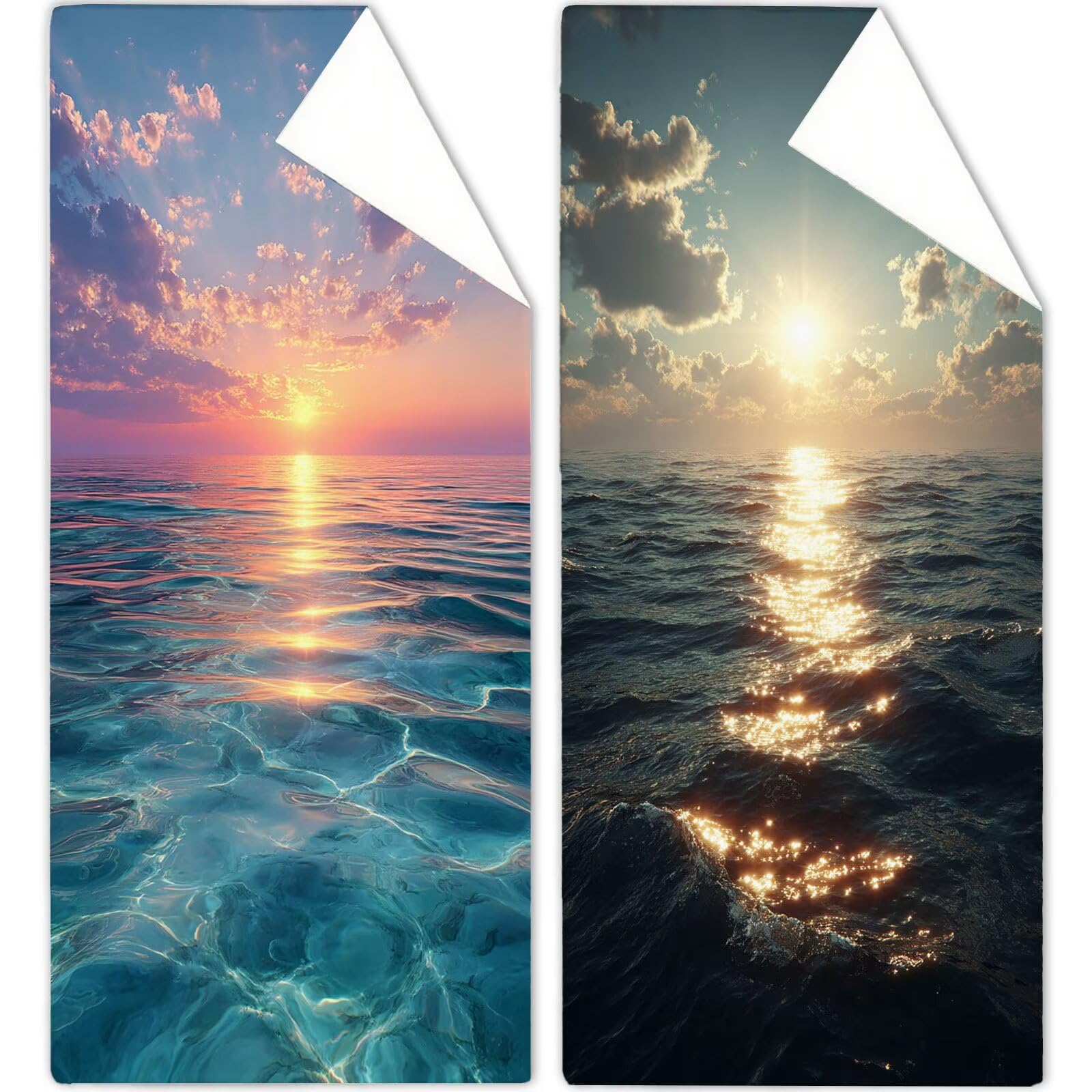 Mikrofaser Strandtuch 90x180cm, Sonnenuntergang Strandtuch Landschaft Saunahandtuc 2 Stück Stranddecke Sandfrei, Schnell Trocknendes, Saugfahiges Strandmatte für Reise Urlaub Schwimmen Camping OC-825